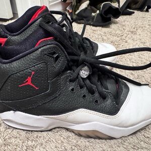 Jordan Kids Black, White, and Red Sneakers